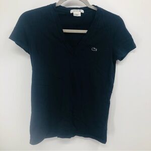 Lacoste Women’s blue V-neck top‎ size small